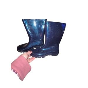 Asgard Womens Blue Glitter Rain Boots Size 41